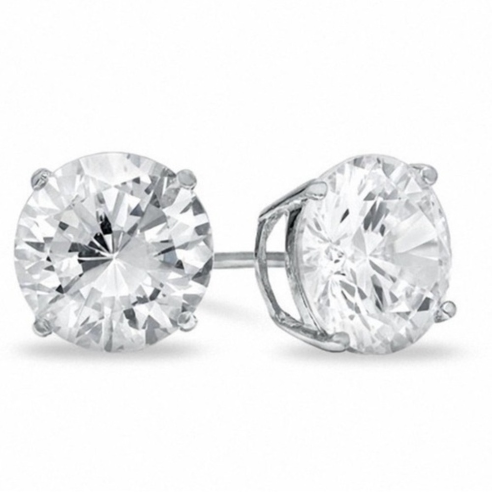 16k White Gold Round CZ Earrings